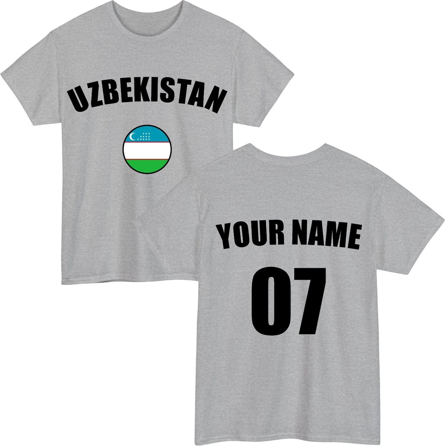 Personalised Uzbekistan Football T-Shirt Custom Name & Number Fan Unisex Tee Top