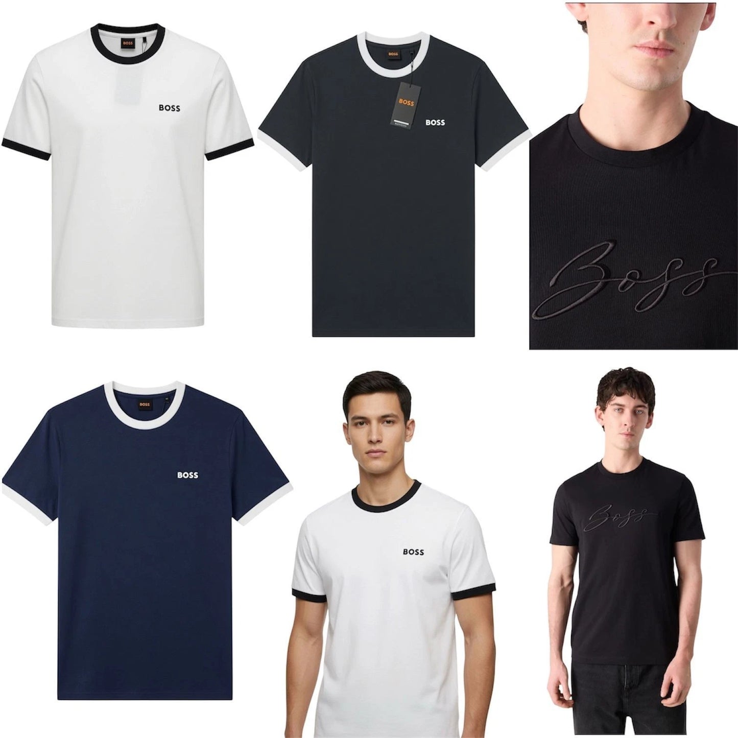BOSS Mens Logo T-Shirt Embroidered Cotton Crew Neck Designer Tee S-XL