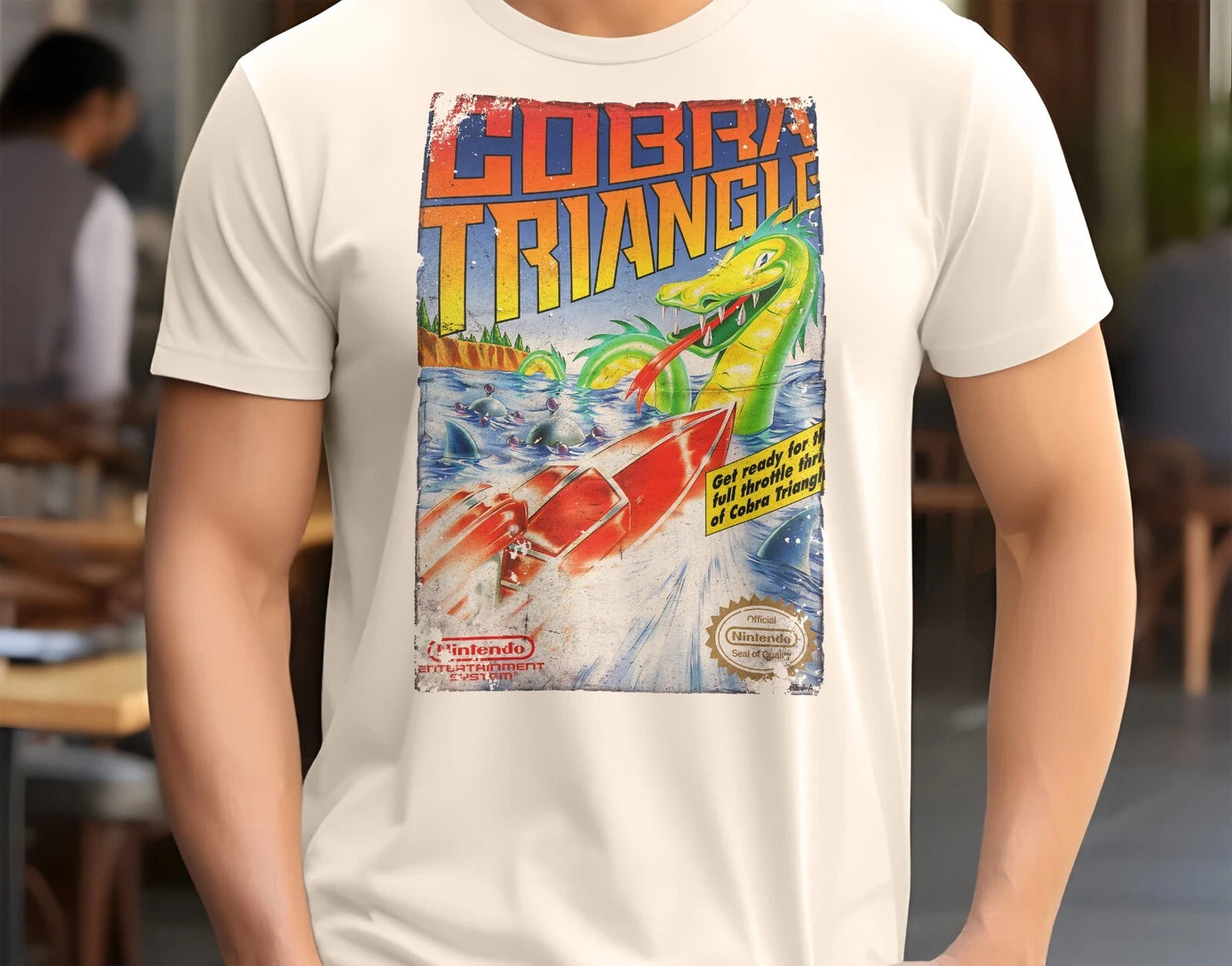 Cobra Triangle - 8 bit NES Game Art T-Shirt 8 Colors Sizes S-5XL White Blue