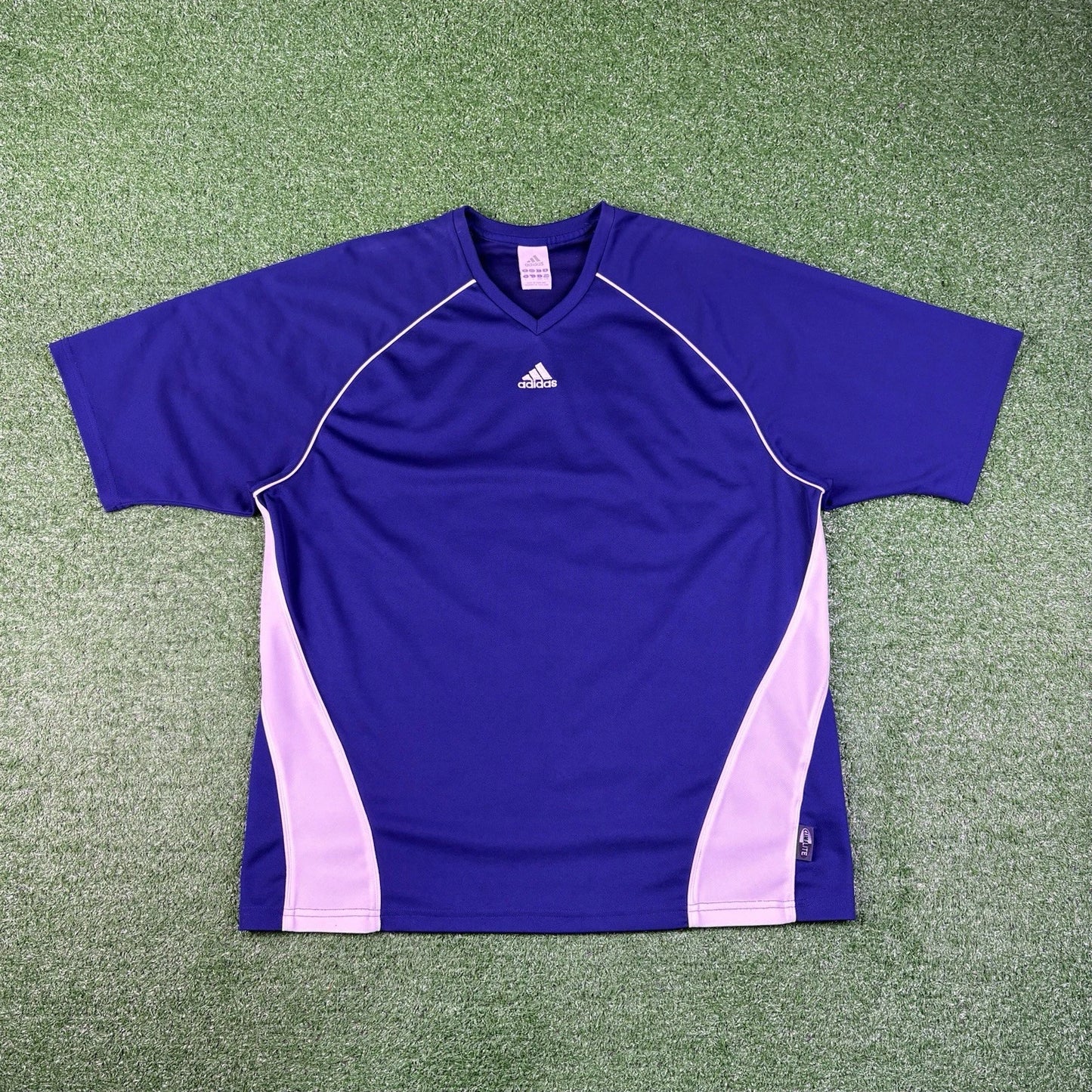 Vintage 2000s Adidas Climalite Blue & White Sports Soccer Shirt Y2K Men's Large
