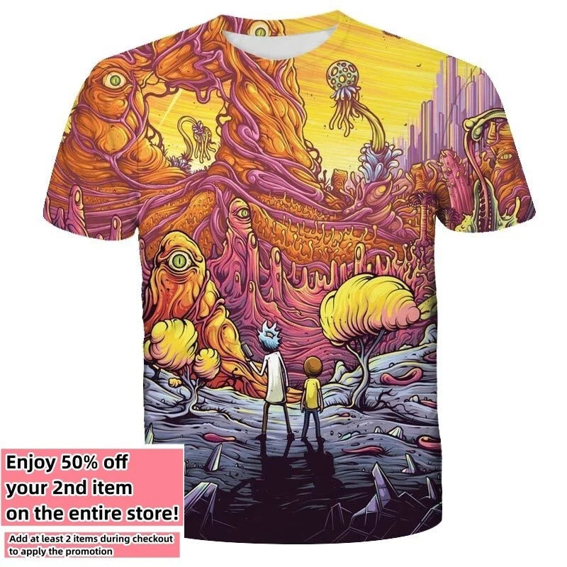 Funny Rick & Morty T-Shirt Double-Sided Unisex Adult Size Large Medium Small
