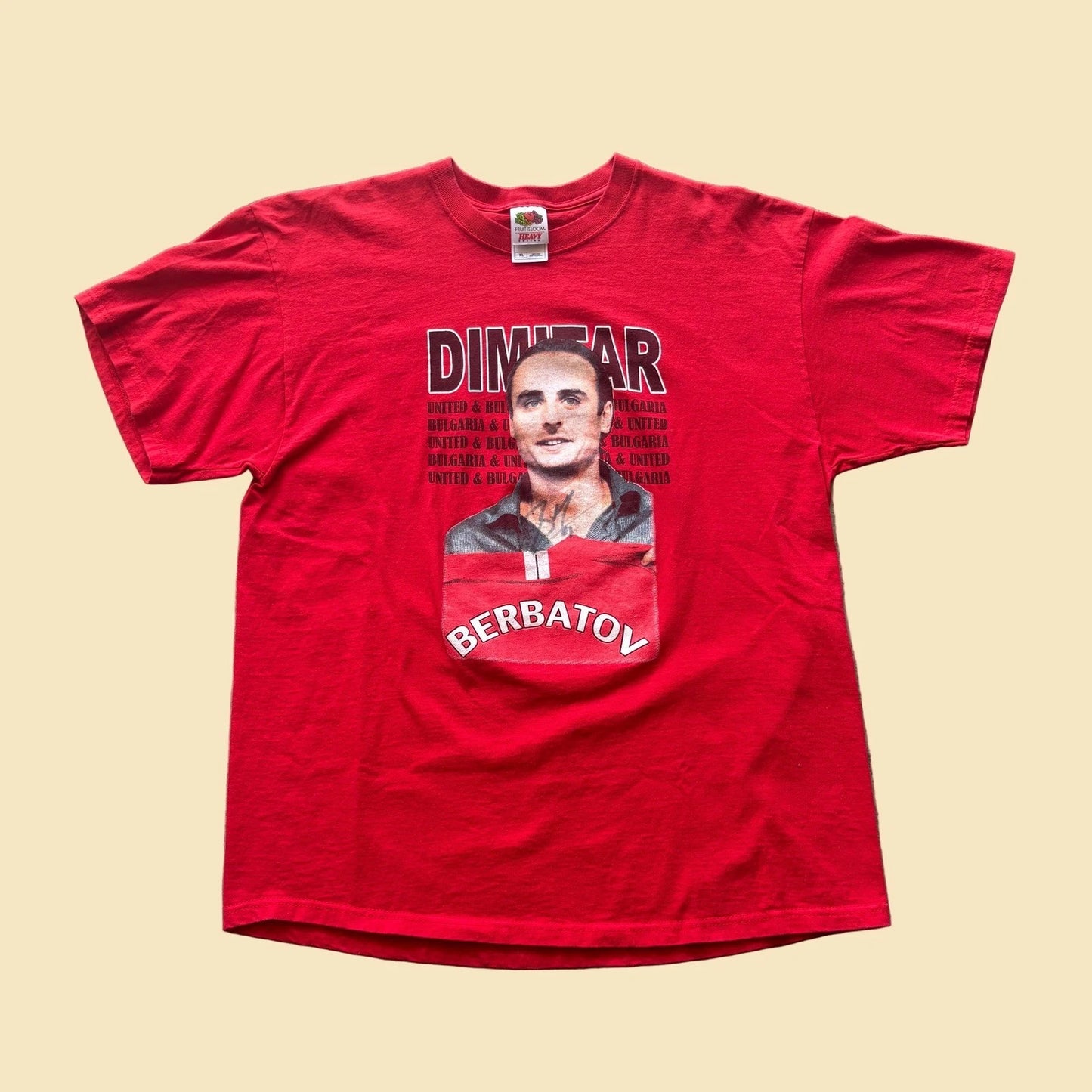 Fruit of the Loom Dimitar Berbatov Manchester United Bulgaria Red Shirt XL
