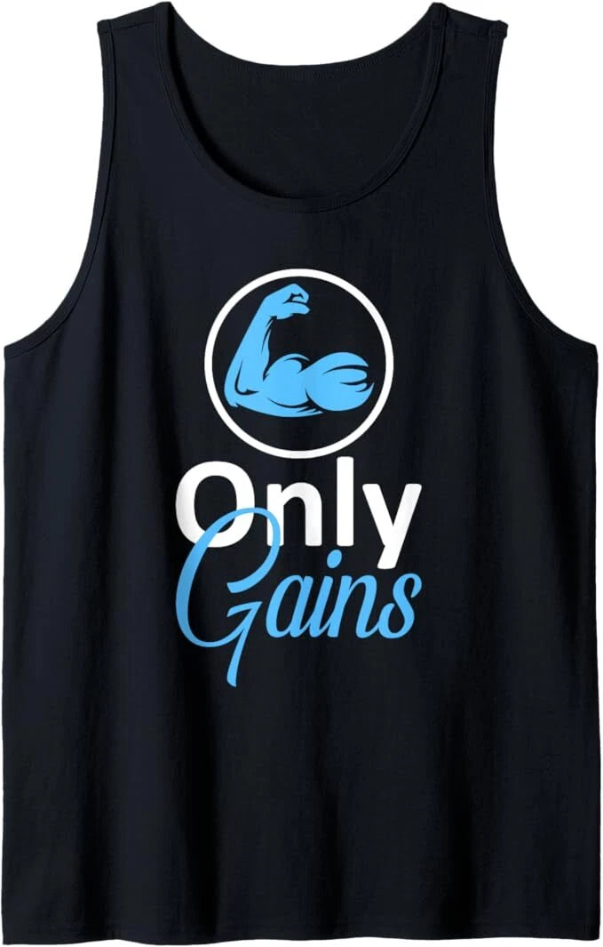 Only Gains Funny Gym Fitness Workout Bodybuilding Lifting Tank Top