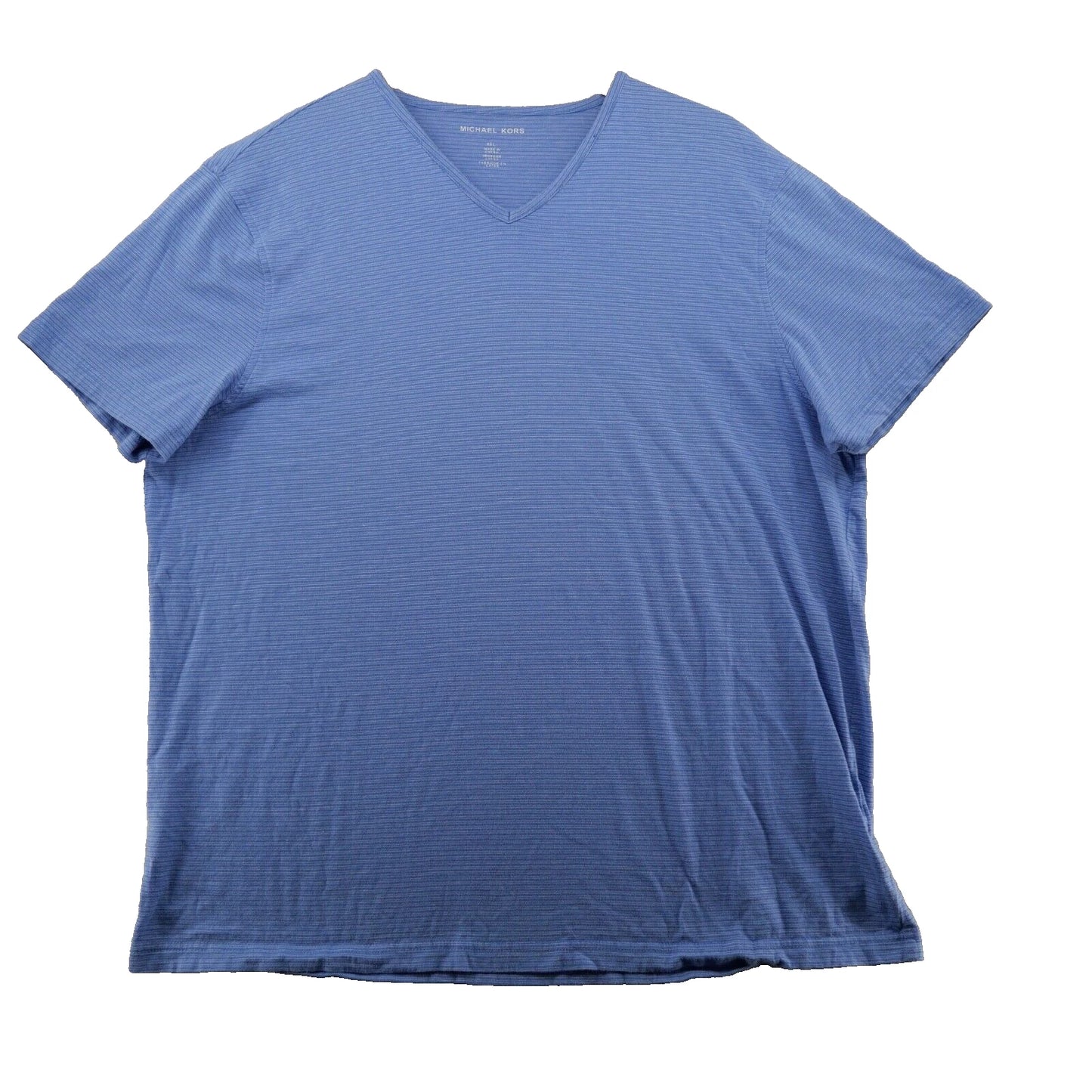 Michael Kors Men's Size XXL Blue Pinstripe 100% Cotton V-Neck T-Shirt