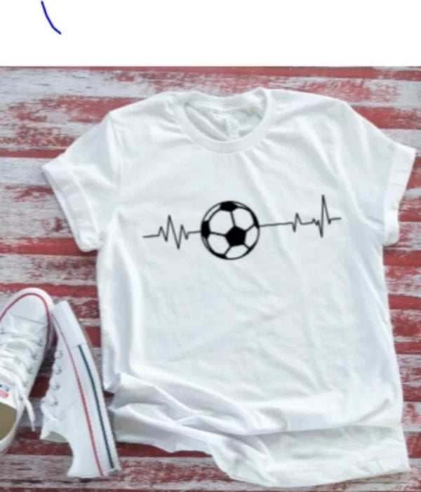 Soccer Ball Heartbeat White Short Sleeve T-Shirt