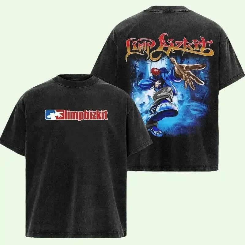 Vintage Limp Bizkit Washed T Shirt Graphic Band Tee Unisex Oversized Cotton