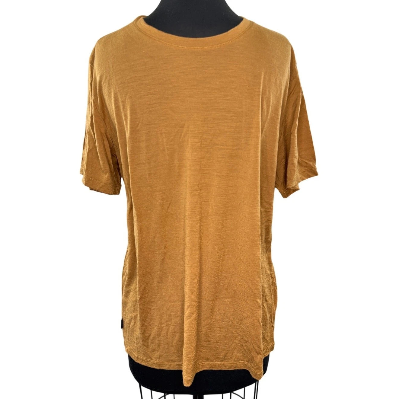 Icebreaker Orange Brown Wool Layer T-Shirt Wool Crew Neck Pullover Size L Large