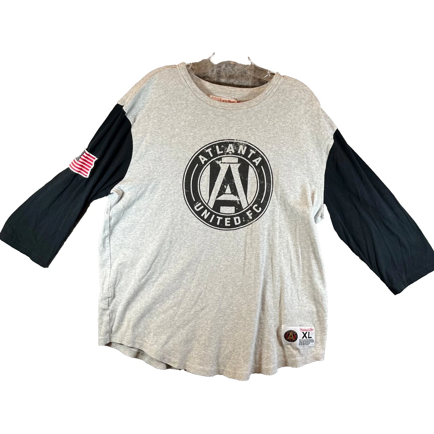 Mitchell And Ness Atlanta United FC Soccer Shirt Mens XL Gray Graphic Logo Flag
