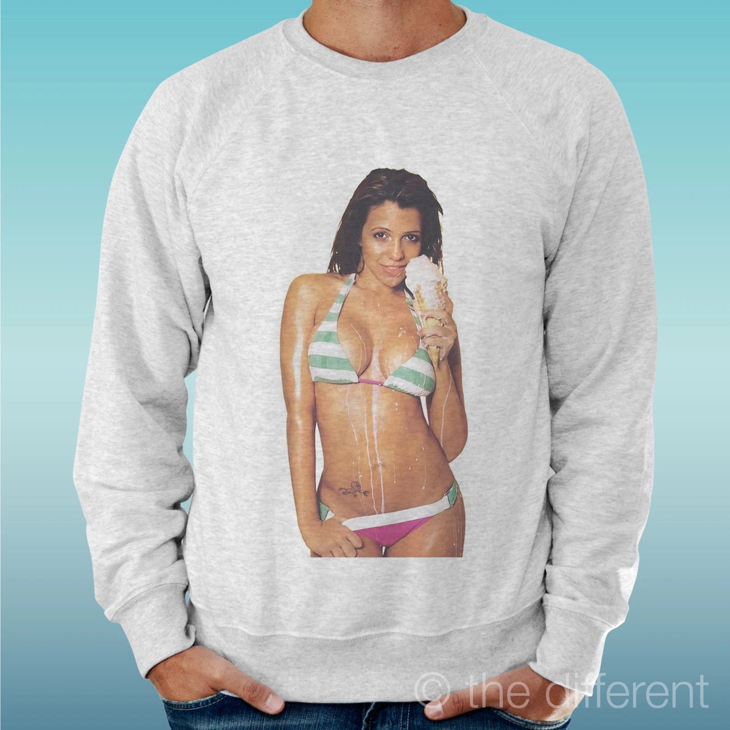 Felpa Man Light Sweater Light Grey " Sexy Girl Ice Cream "