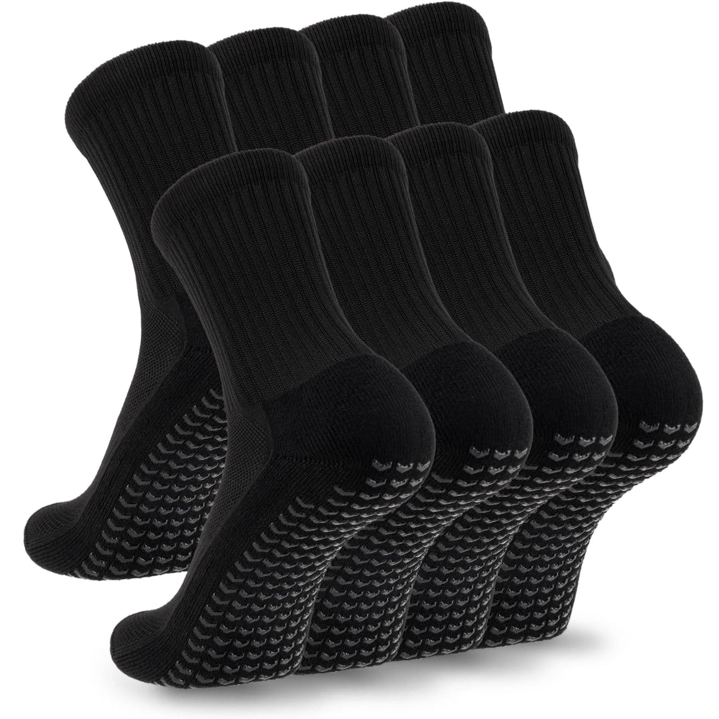 2/4 Pairs Mens Soccer Socks with Grips Cushioned Anti Slip Football Basketbal...