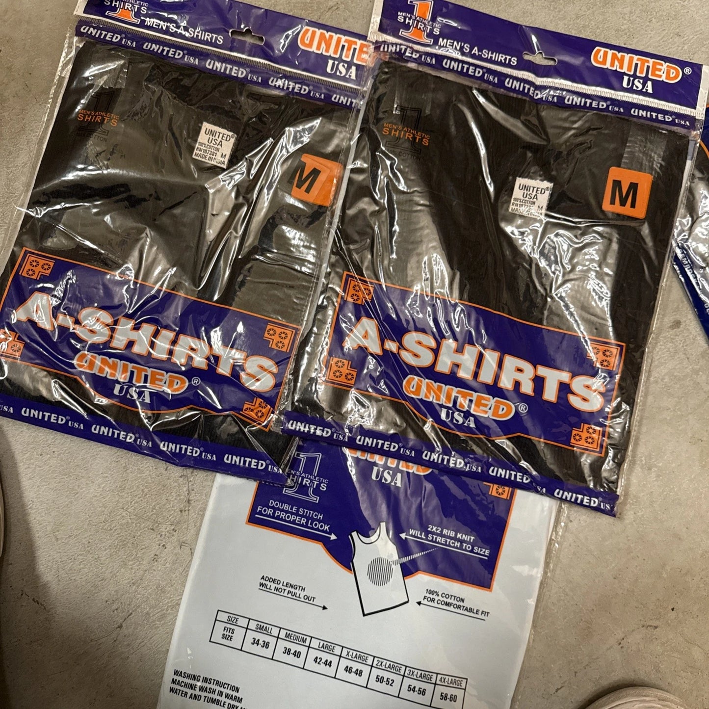 3 black Medium A-Shirt/ Tang Top Special,individually Wrapped