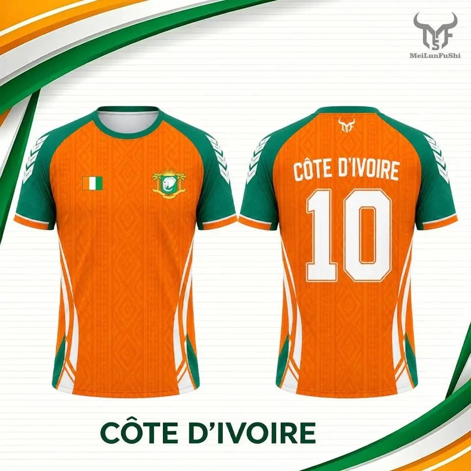 Ivory Coast Cote D'Ivoire Football T-Shirt Breathable Unisex World Cup 2026