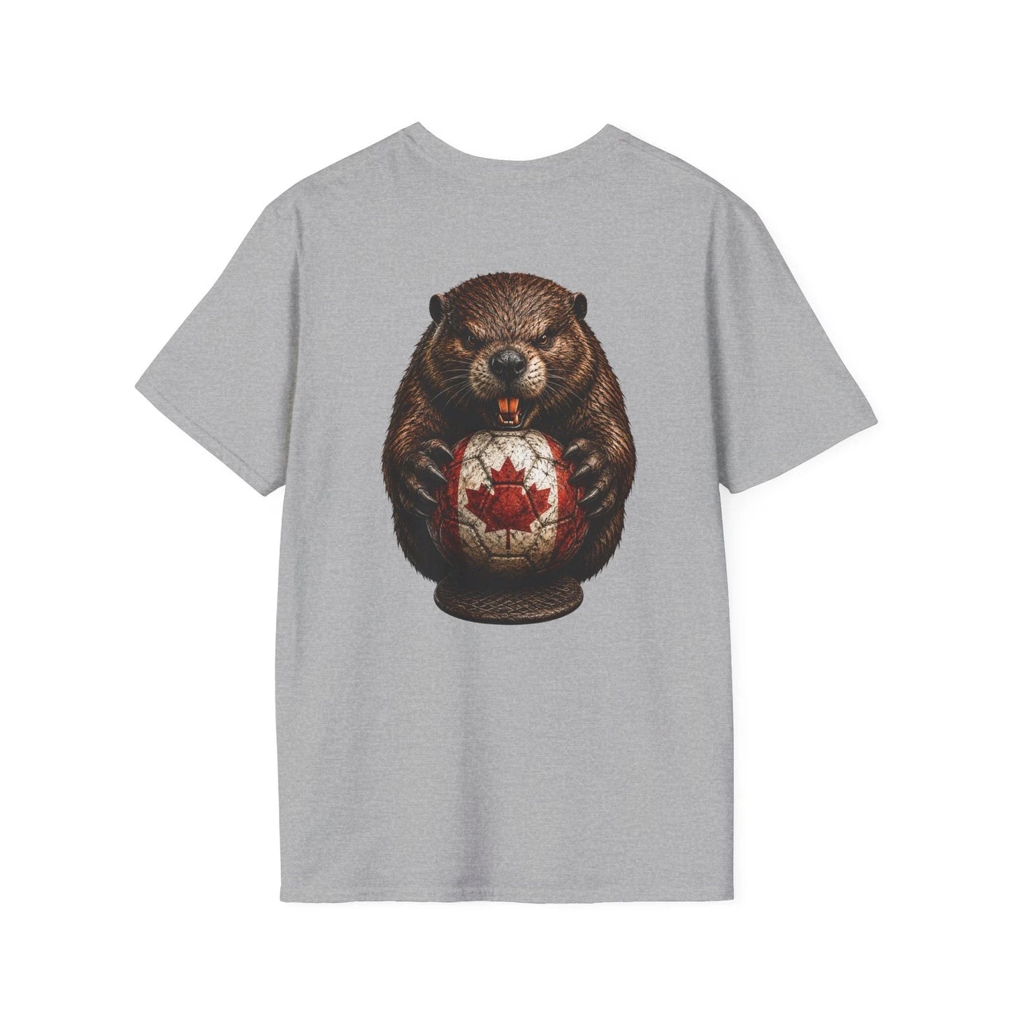 Canadian Beaver Soccer Ball T-Shirt Canada Football Fan Back Print Tee