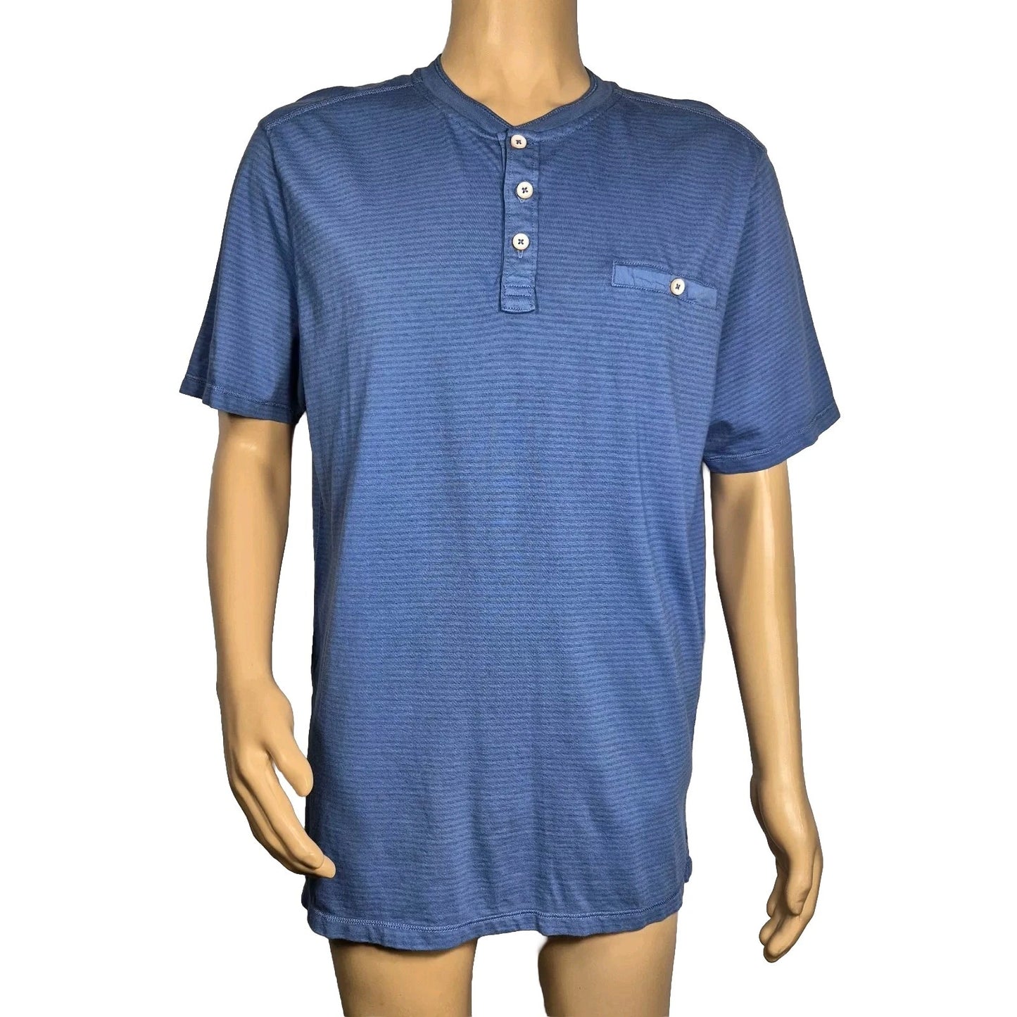 Tommy Bahama Men's Shirt Size L Schooner Stripe Henley New Dutch Blue NWT 11