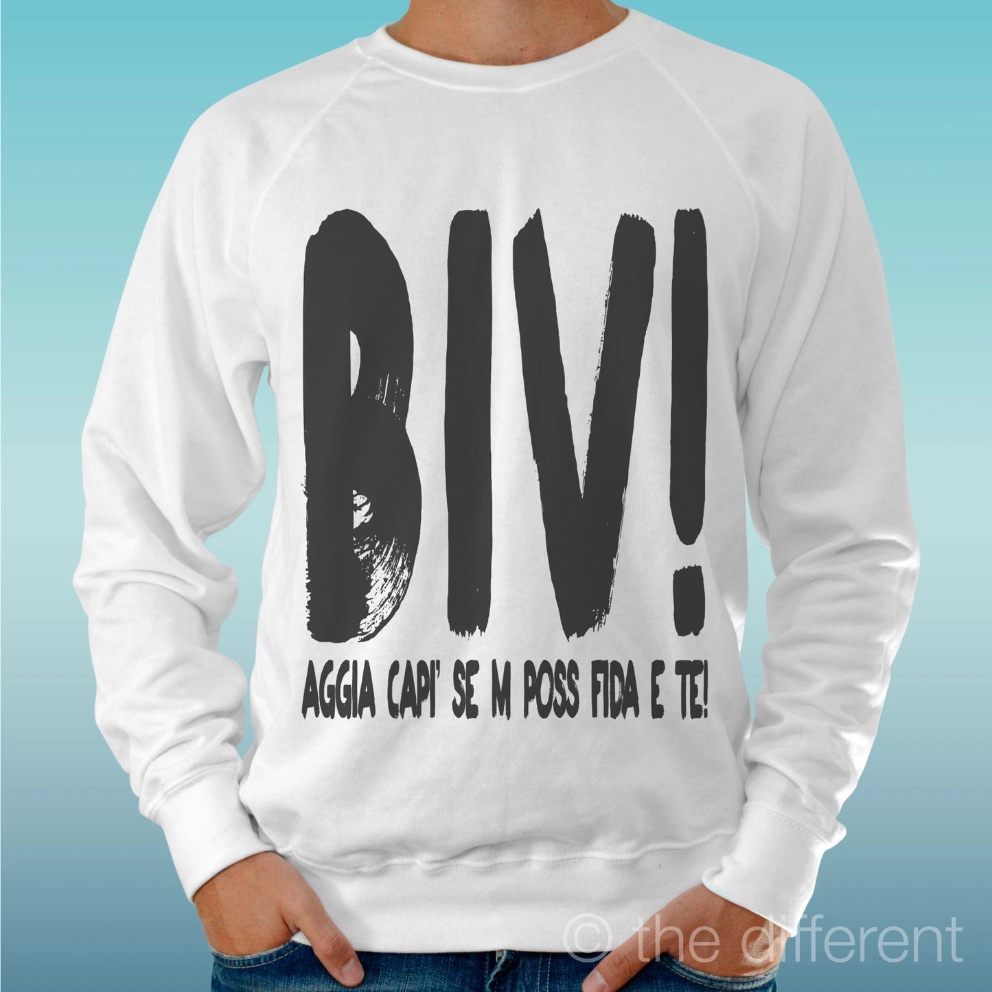 Felpa Man Light Sweater White " Biv Sentence Gomorra " Road To Happiness