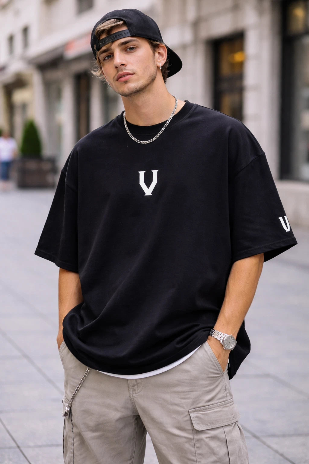 T-Shirt Tee Top Mens Size S OVERSIZED Valiance Inception Urban Streetwear Cotton
