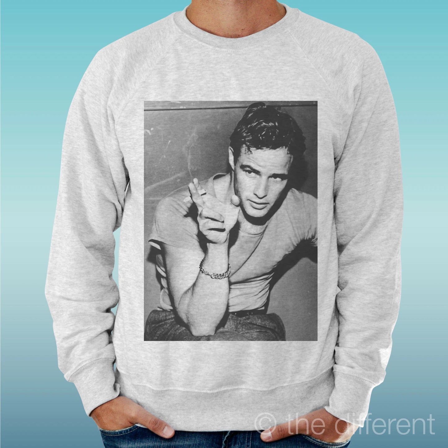 Felpa Man Light Sweater Light Grey " Marlon Brando " Road To Happiness