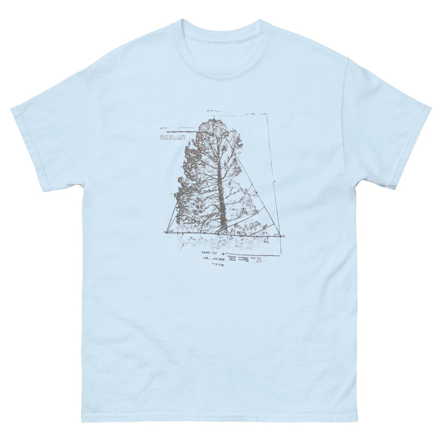 Light blue graphic tee Minimalist tree shirt Sketch art