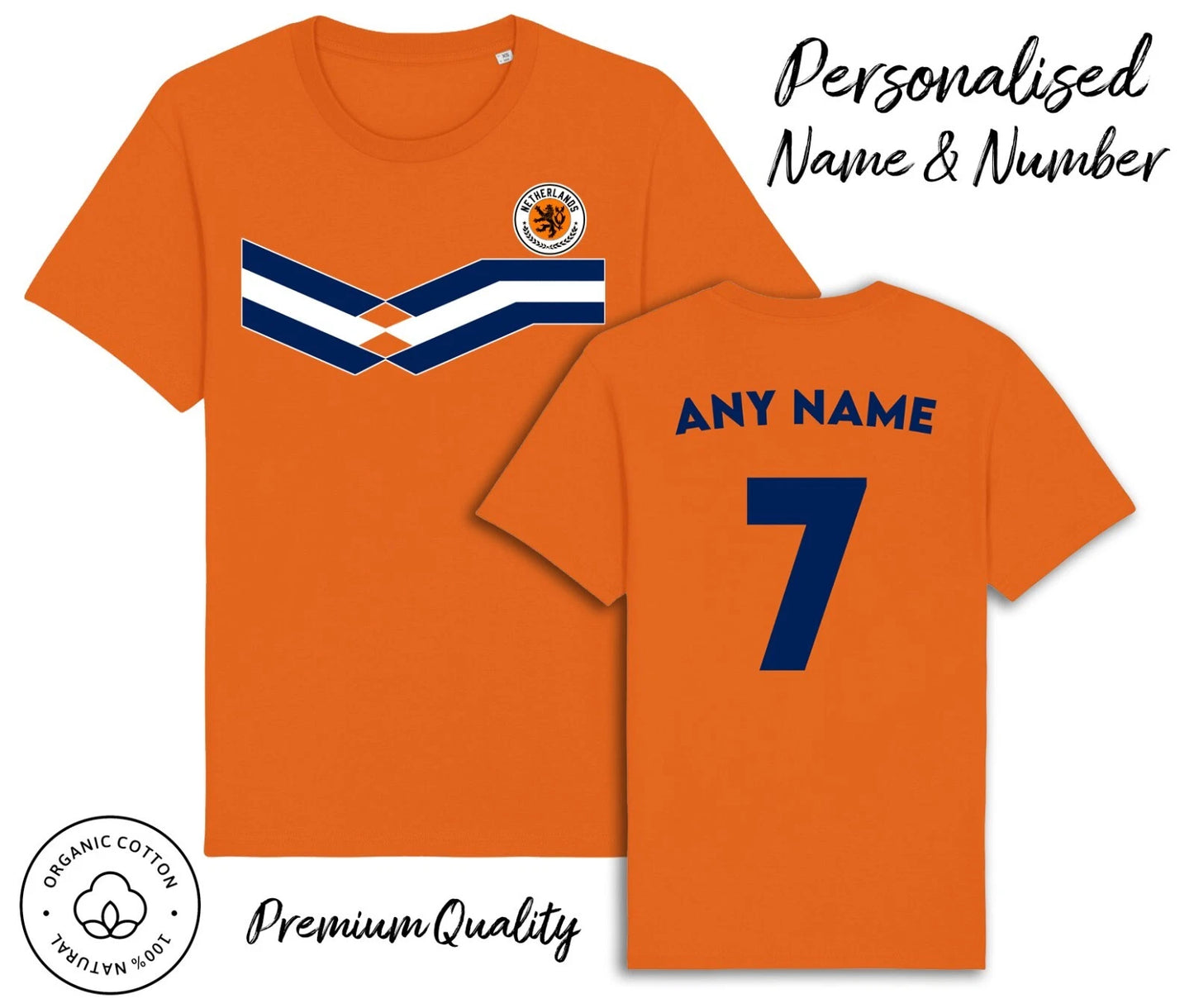Netherlands Strip TShirt Personalised Name & No World Cup 2026 Football Holland