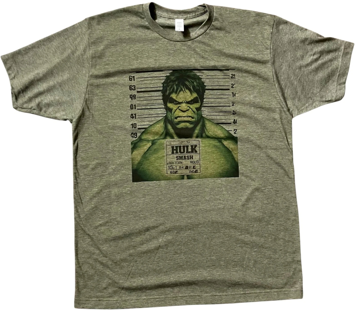 Men's Hulk T-shirt Mugshot Incredible Hulk Marvel Comics Color Gray Retro Gift