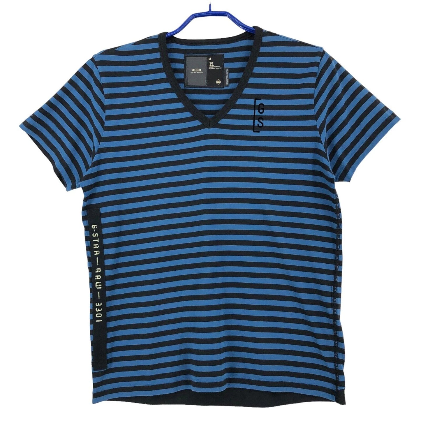 G-STAR Men V-Neck Striped T-Shirt Size M