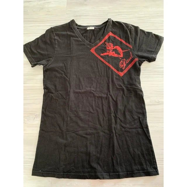 Diesel Black Stretch T-Shirt S Size Casual Basic Japan