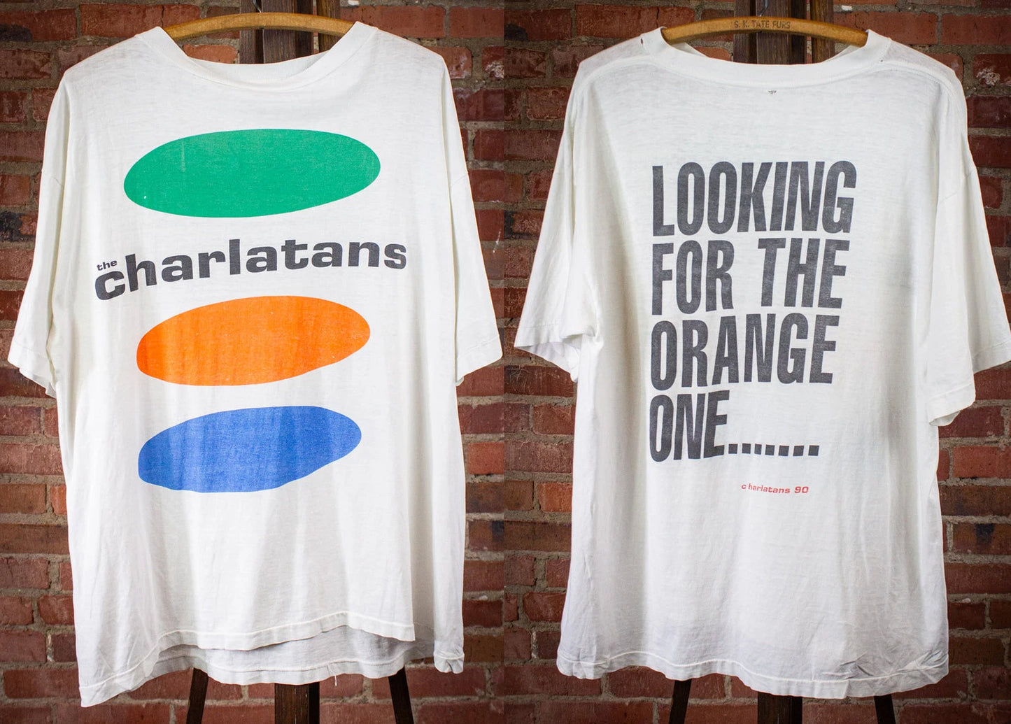Vintage Charlatans Looking for the Orange One Concert T Shirt 1990 White