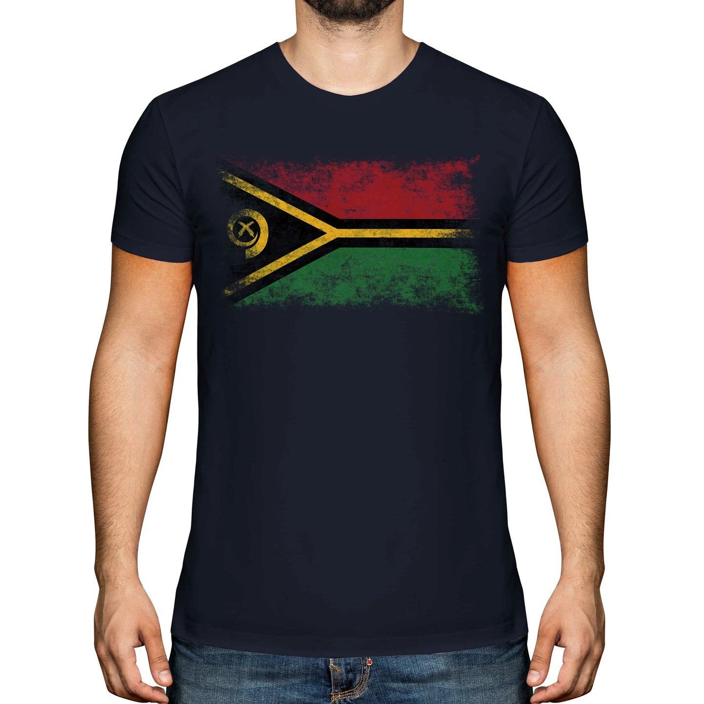 VANUATU DISTRESSED FLAG MENS T-SHIRT TOP NI-VANUATU VANUATUAN GIFT SHIRT