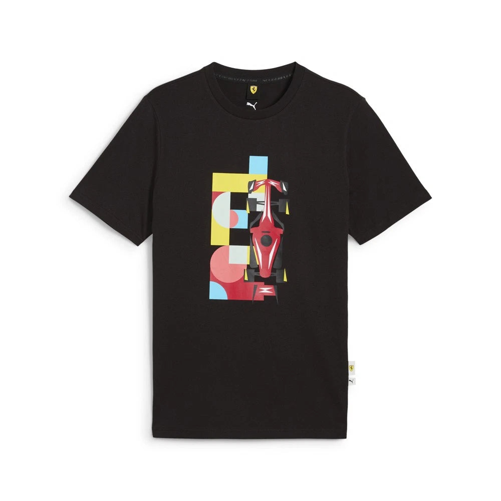 PUMA Scuderia Ferrari Race Graphic Crew Neck Short Sleeve T-Shirt Mens Black Cas
