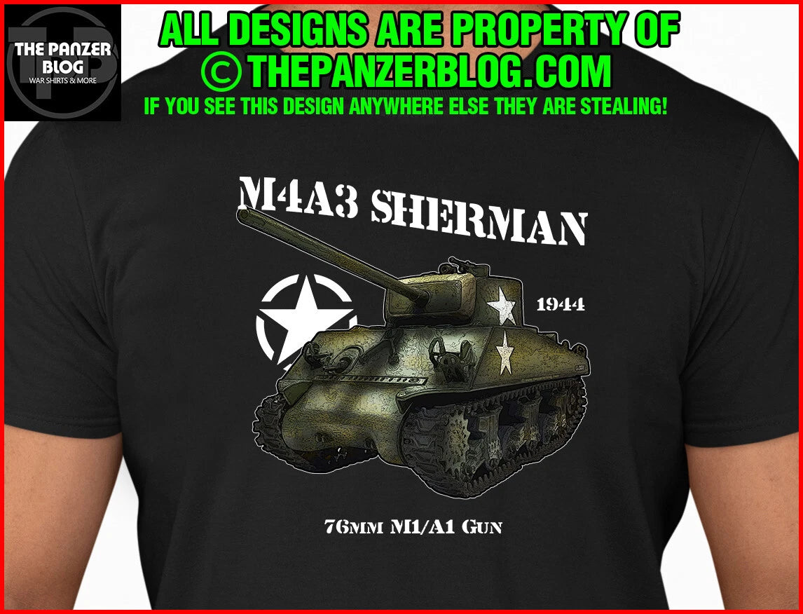 M4A3 Sherman T-Shirt WWII US Army Tank Version 2
