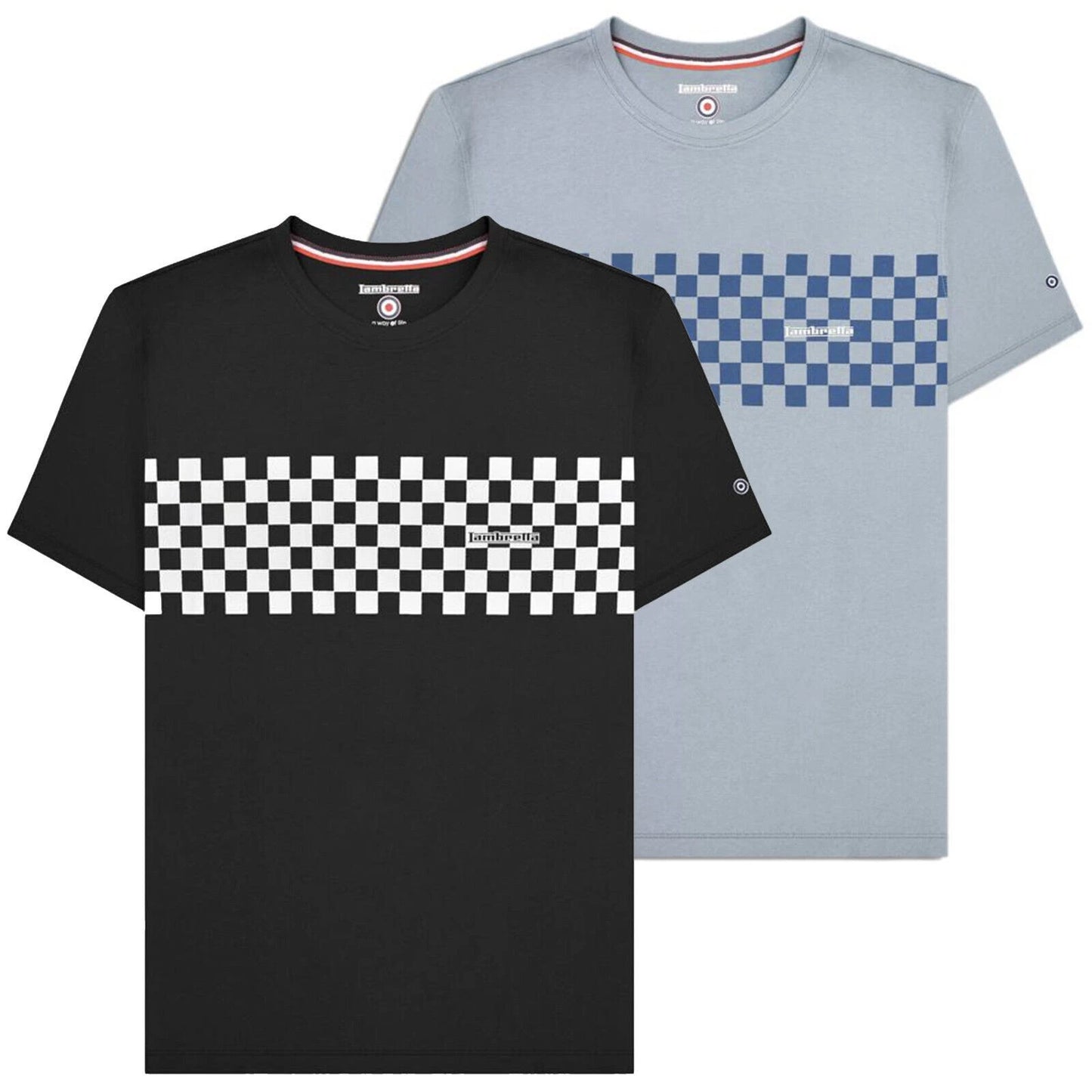 Mens Lambretta Classic Retro Two Tone Panel Mod Ska T-Shirt Sizes M to 4XL