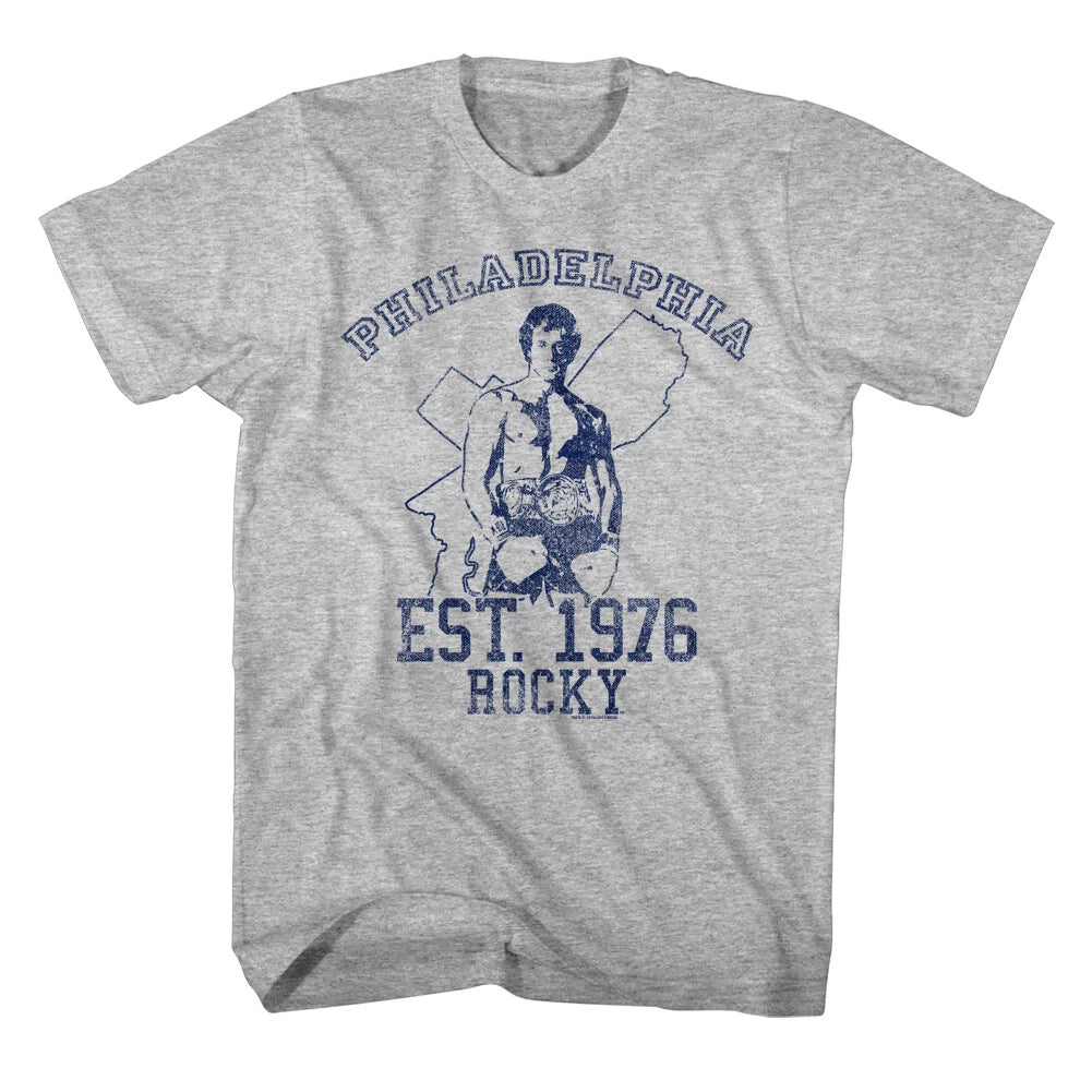 Rocky Movie Est 1976 Philadelphia Outline Rocky Heavyweight Belt Men's T Shirt