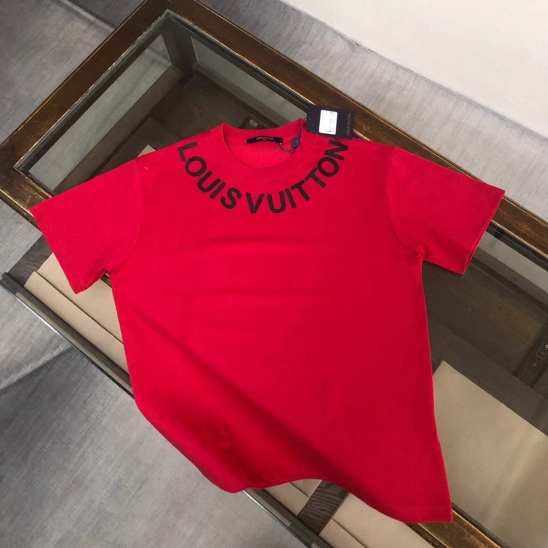 New Moncler Red Summer Crew-Neck Short-Sleeve Shirt M
