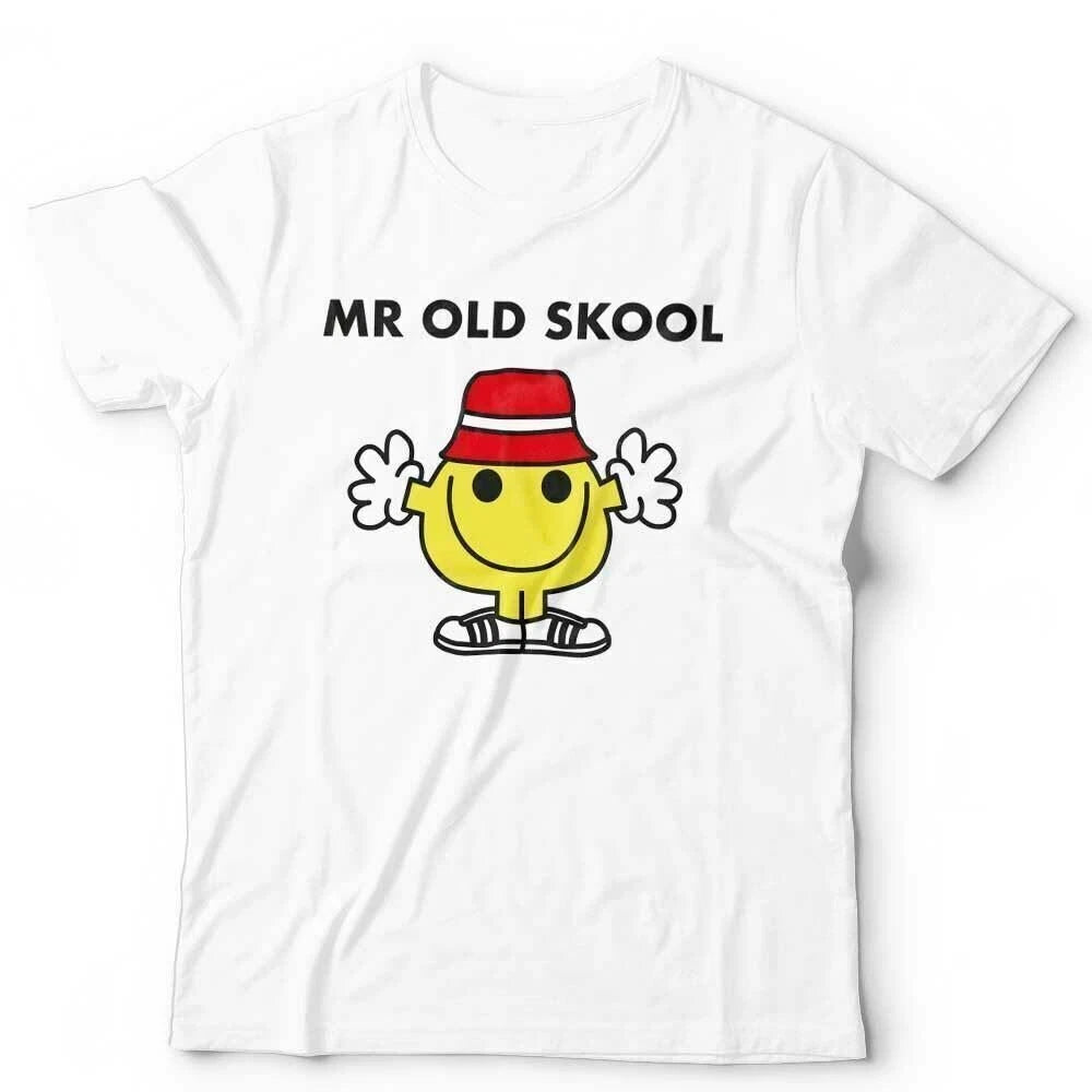 Mr Old Skool Tshirt Unisex School Clubbing Raver Music Dance - White Tshirt