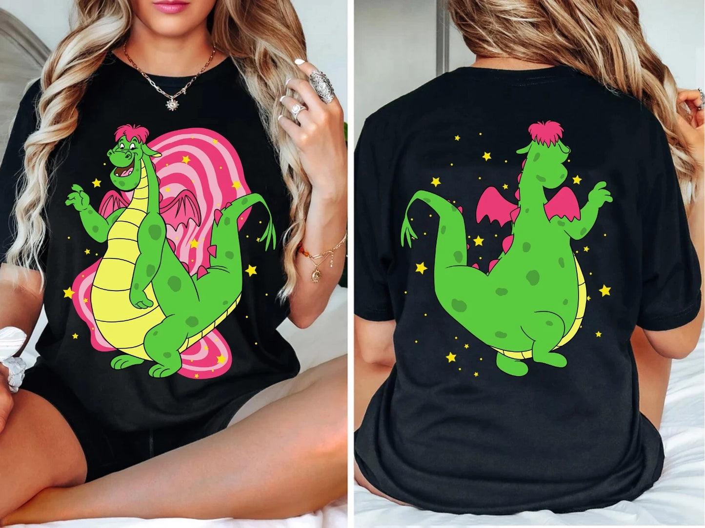 2-sided Retro Pete's Dragon Tee, Elliott The Dragon Unisex Adult Kid Tee 800966