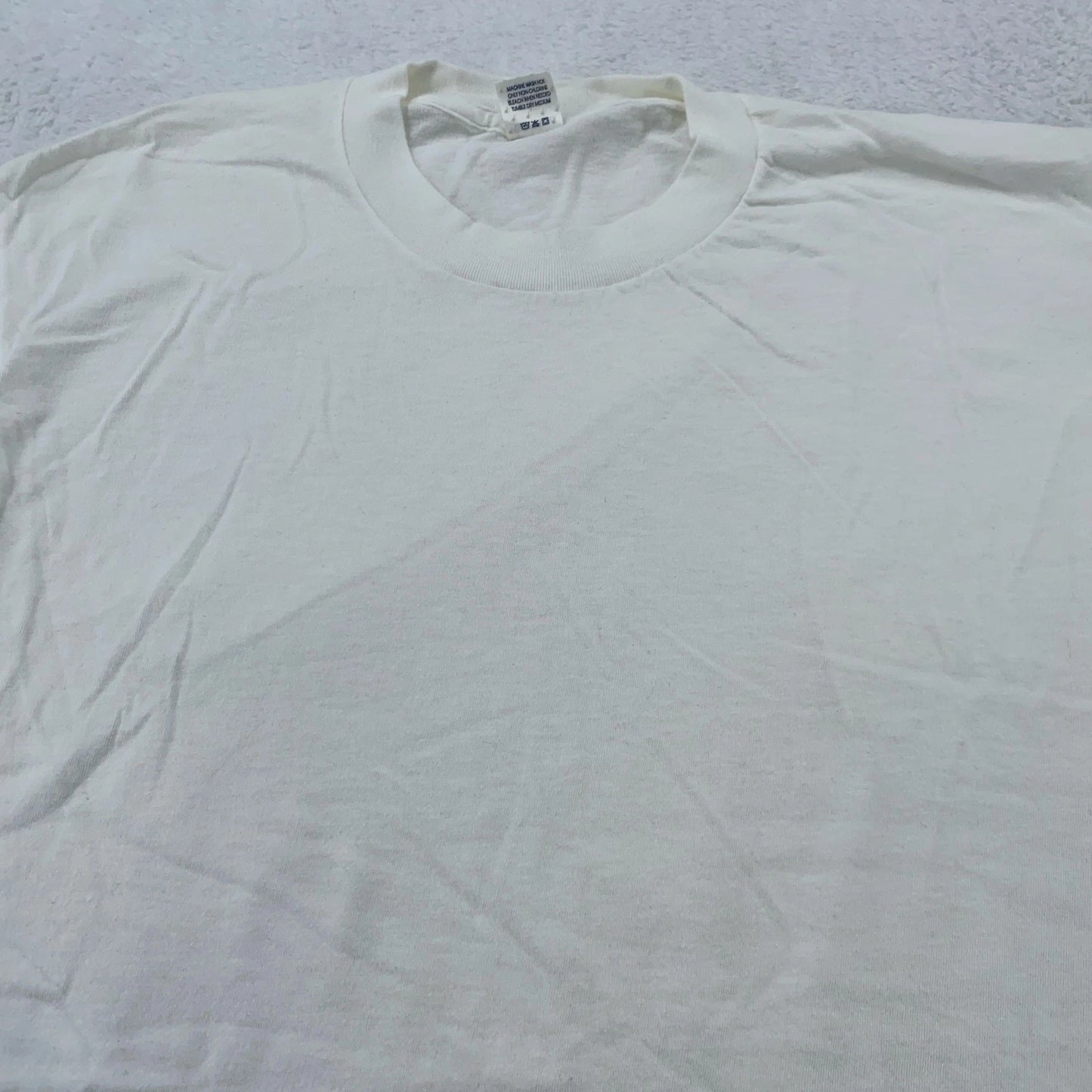 Vintage Blank White Jockey T-Shirt Mens M USA 100% Cotton Classic Crew Tee 90s