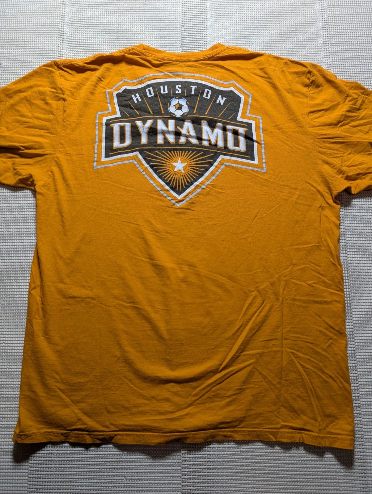 Adidas Houston Dynamo MLS Soccer Futbol Logo Graphic T-Shirt Orange Mens Size XL