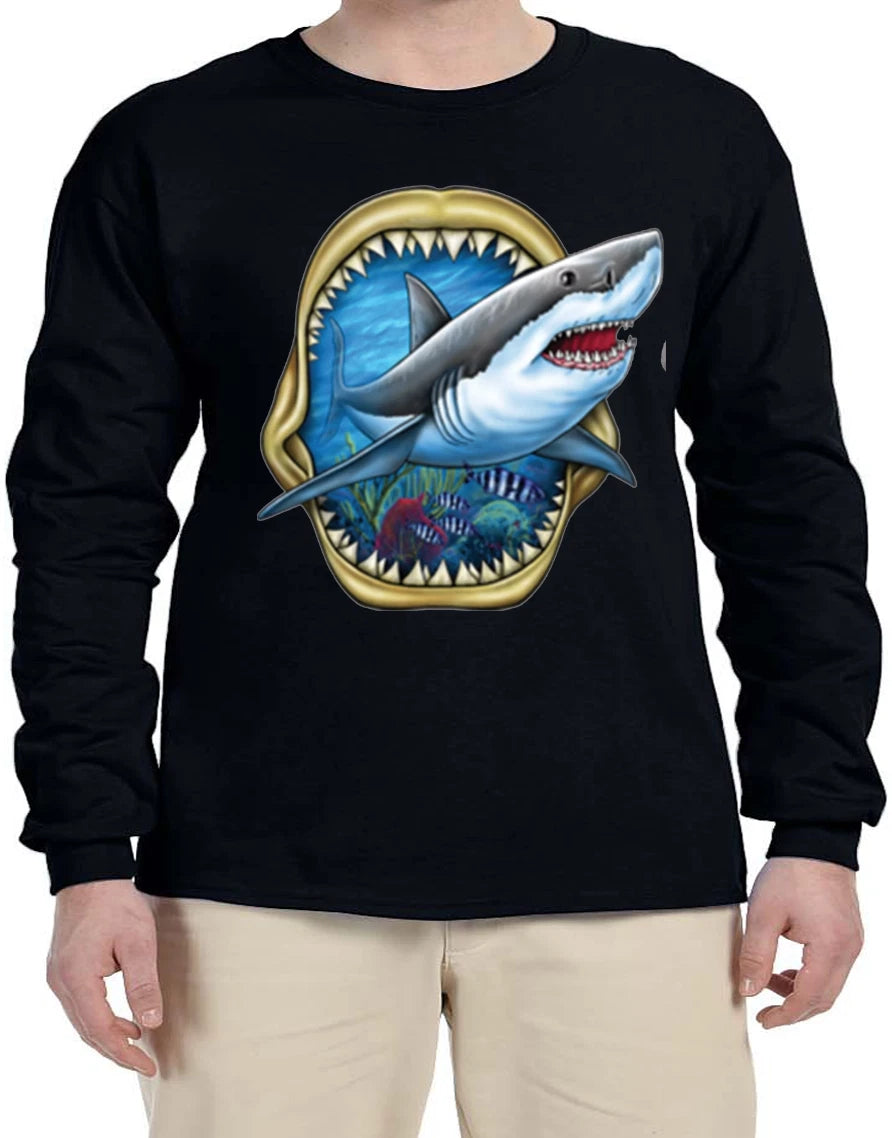 Shark Design Shark Lover Graphic Design Shirts Men's Long Sleeve T-Shirt Joking