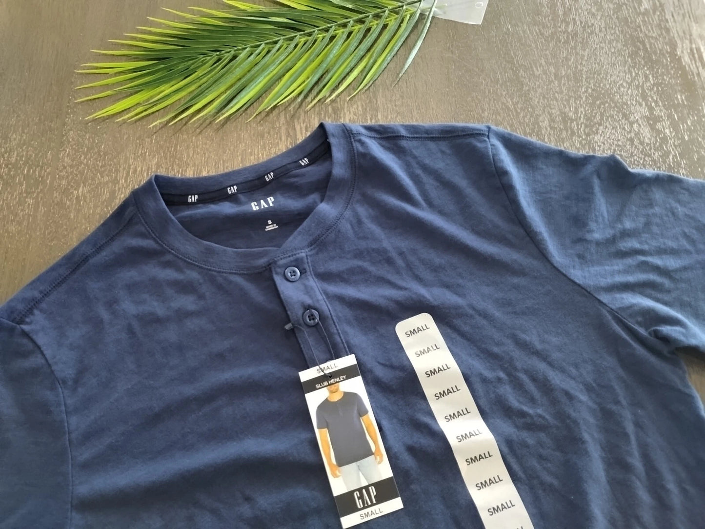 GAP Men's Soft Slub Henley T-shirt (Size Small) Navy Blue Tee MSRP $34.95