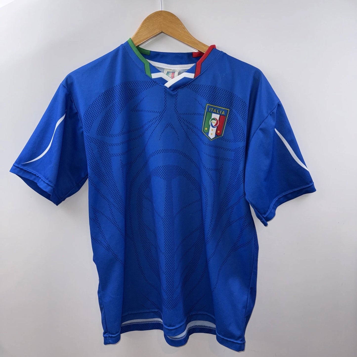 Vintage Italy Italia Soccer Jersey Blue Football Kit Shirt Large V Neck Home