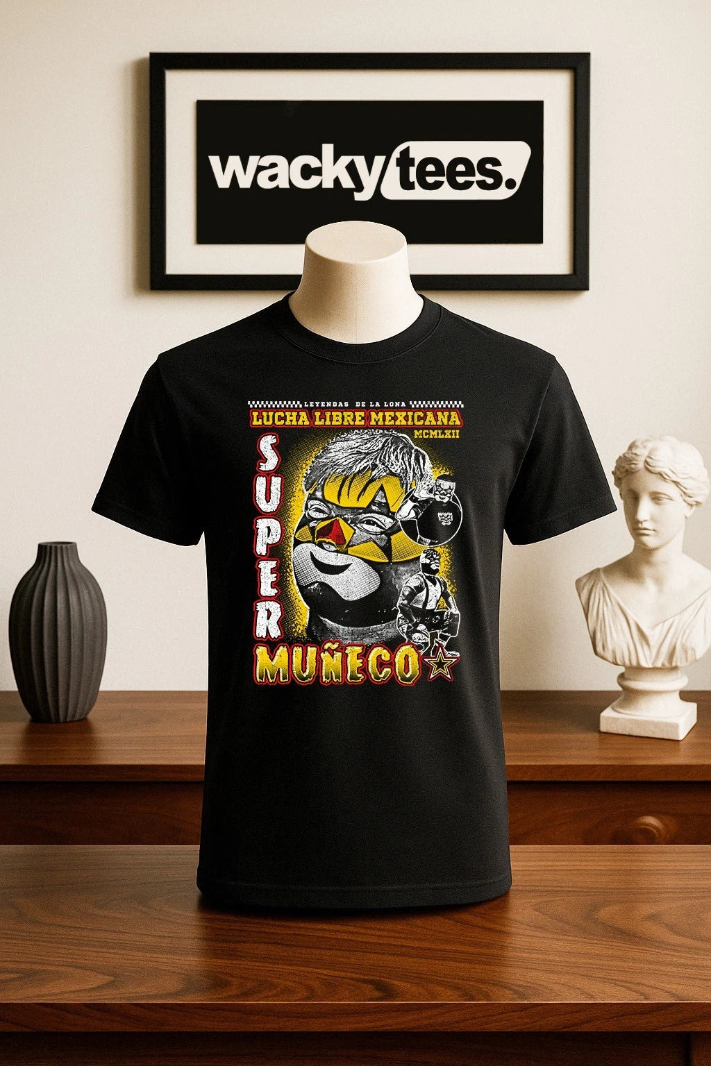 Lucha Libre Super Muneco Leyendas De La Lona Wrestling Style Graphic Tee Shirt