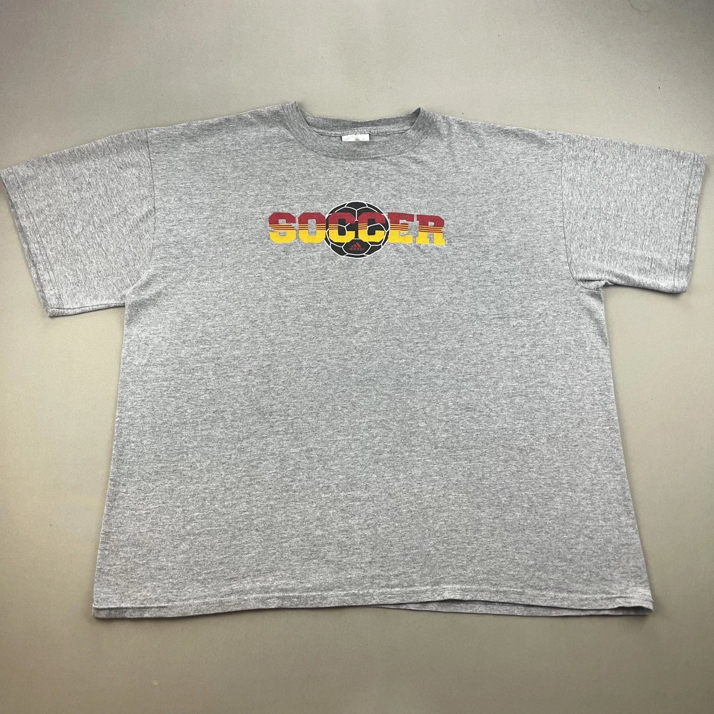 Vintage Adidas Soccer T-Shirt Mens XL Gray Three Stripes Athletic Training y2k