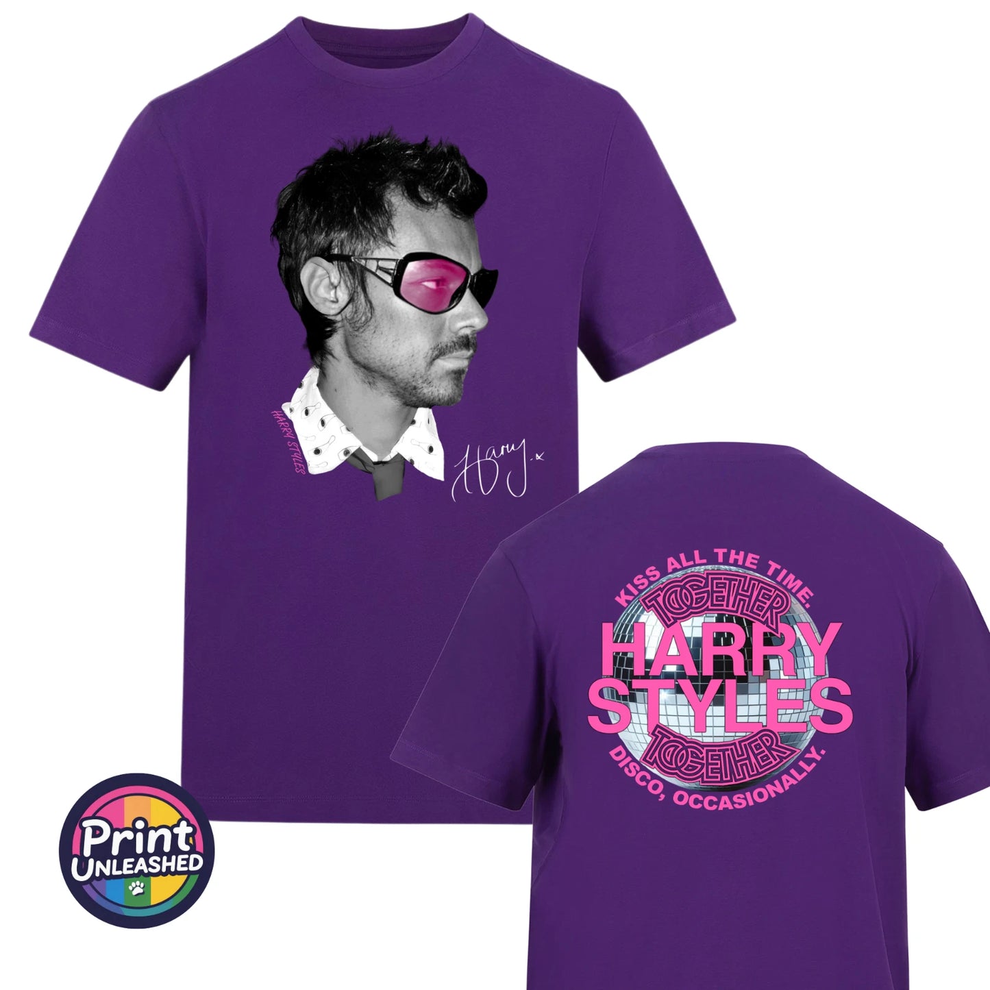 Harry Styles T-Shirt Kiss All The Time Front & Back Together Tour Tee Unisex