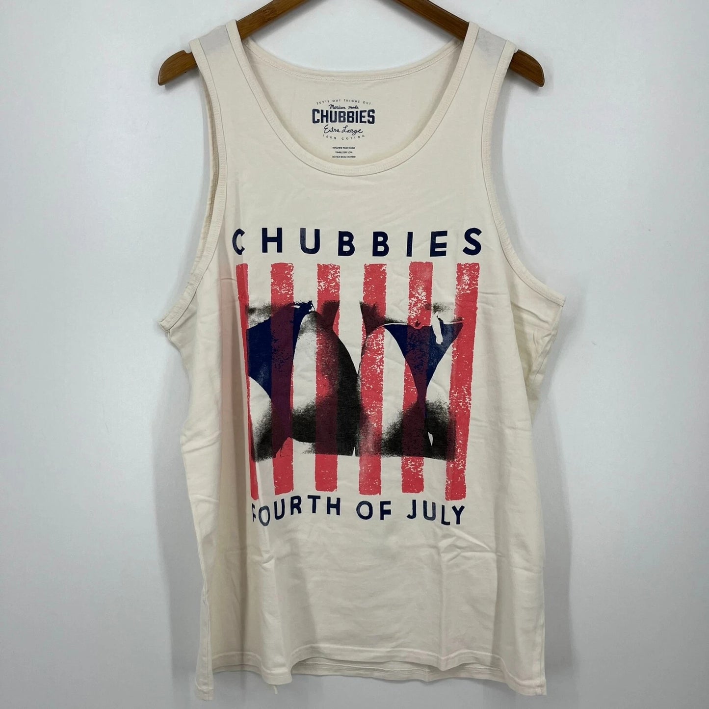 Chubbies Tank Top Men's XL White Cream Fourth of July 4th USA Cotton New NWT