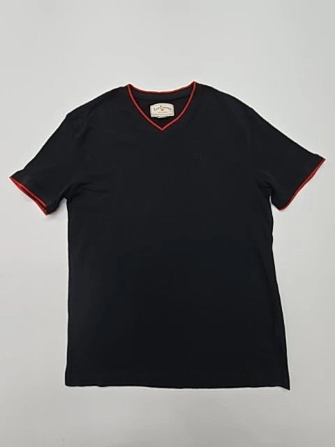 Lee Cooper Men's Black Ringer V-Neck T-Shirt Size S Cotton