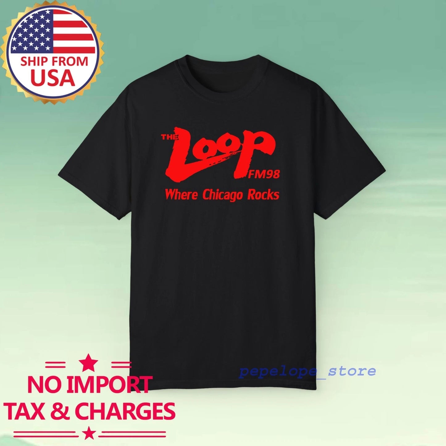 The Loop FM 98 Radio Chicago Men's Black Size S-5XL