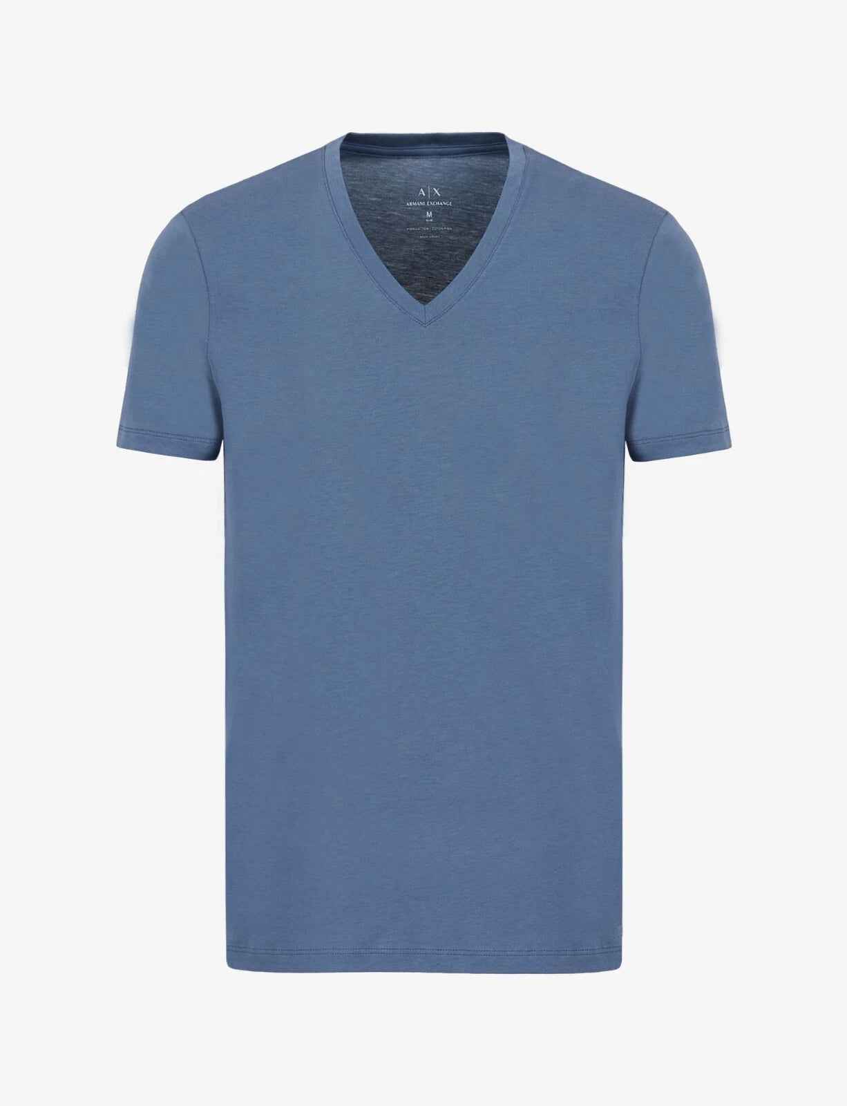 Armani Exchange Short Sleeve V-Neck Pima Cotton T-Shirt,Light Gray,M