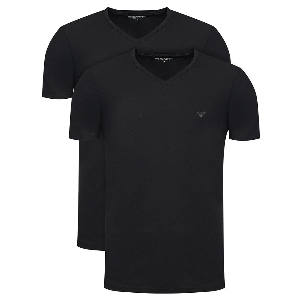 Emporio Armani Fitted V-Neck T-Shirt 2-Pack EM000392 Black