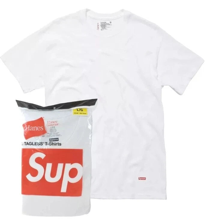 SUPREME HANES TAGLESS T Shirt 1 White Small New Opened Unworn SS18.