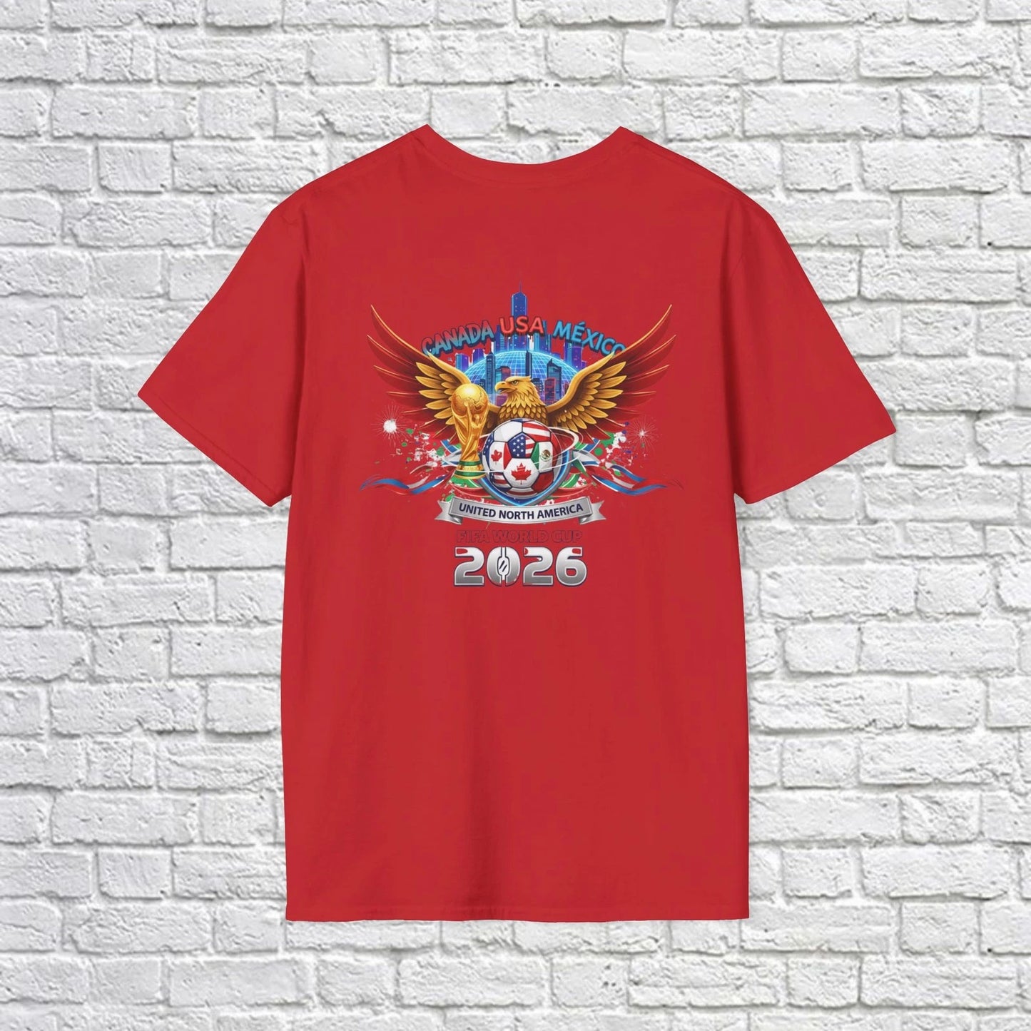 Wings Skull Soccer USA Canada Mexico 2026 T-Shirt | City Skyline, Eagle Emblem